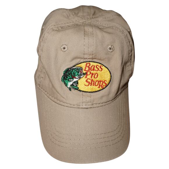 Bass Pro Shops Toddler / Kids Baseball Hat Cap Khaki Tan Elastic Back Fishing - Picture 1 of 5